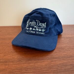 New BRAIN DEAD Velveteen Curved Front 6 Panel Hat - Berry